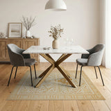 Tribal Rooster Beige Area Rug