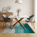 Teal Ocean Wave Gradient Coastal Rug