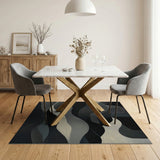 Abstract Area Black and White Black White Wavy Abstract Area Rug