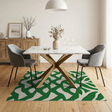 Vibrant Green Leaf Wave Area Rug