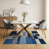 Geometric Modern Modern Blue Block Geometric Area Rug