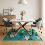 Serene Pink Lotus Lily Pad Area Rug
