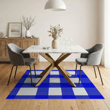 Blue Gingham Check Area Rug