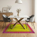 Vibrant Yellow Dot Center Multi-Color Border Rug