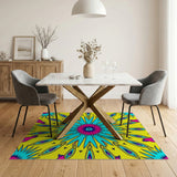 Vibrant Neon Starburst Geometric Area Rug
