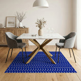 Navy Blue Tire Tread Geometric Area Rug