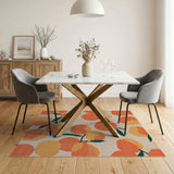 Orange Vibrant Peach Fruit Pattern Area Rug