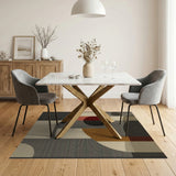 Modern Geometric Abstract Area Rug in Multi-Color