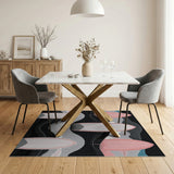 Pink Surfboard Waves Coastal Area Rug