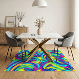 Vibrant Neon Swirl Abstract Area Rug