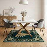 Golden Christmas Tree Emerald Area Rug