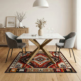 Southwestern Multi-color and Patterns Bold Red Diamond Southwestern Area Rug