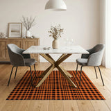 Bold Orange Black Plaid Check Area Rug