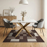Brown and Tan Geometric Modern Modern Geometric Brown Tan Area Rug