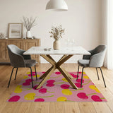 Whimsical Cherry Pink Fruit Pattern Rug
