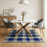 Navy Blue Plaid Farmhouse Area Rug