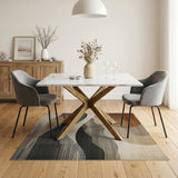 Abstract Mountain Waves Area Rug in Brown Tan