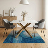 Blue Teal Wavy Abstract Blue and Teal Area Rug
