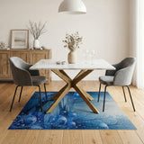 Enchanted Blue Bubble Winter Forest Area Rug
