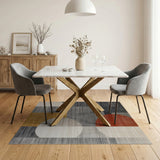 Modern Geometric Abstract Area Rug in Grey Multi-Color