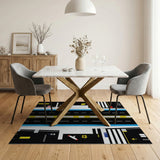 Abstract Highway Lanes Geometric Area Rug