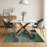 Green Abstract Green Wave Area Rug