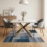 Modern Navy Blue Grey Geometric Area Rug