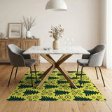Whimsical Christmas Tree Yellow Area Rug