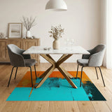 Multi-color and Patterns Vibrant Orange Teal Geometric Abstract Area Rug