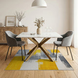 Brushstroke Yellow Grey Geometric Area Rug