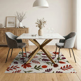Red Tulip and Maple Leaf Floral Rug