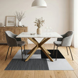 Asymmetrical Black White Striped Area Rug
