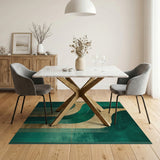 Emerald Green Gold Abstract Wave Area Rug