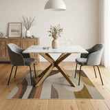 Abstract Wavy Brown Tan Geometric Area Rug