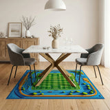 Vibrant Stadium Track Soccer Field Area Rug