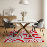Bold Red Swirl Heritage Tribal Area Rug