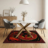 Fiery Red Dragon Area Rug with Ornate Borders