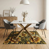 Golden Peony Floral Vintage Area Rug