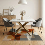 Layered Geometric Orange Area Rug