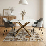 Beige Skeleton Heritage Folk Art Rug