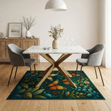 Floral Vintage Vibrant Butterfly Meadow Area Rug