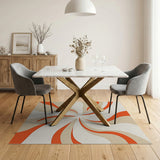 Swirling Orange Waves on Cream Area Rug