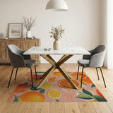 Vibrant Orange Citrus Fruit Pattern Rug