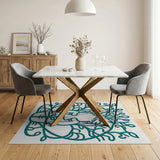 Teal Elephant Vine Silhouette Area Rug