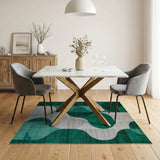 Green Geometric Modern Emerald Green Abstract Geometric Area Rug