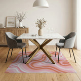 Pink Wavy Pink Orange Abstract Area Rug