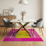 Vibrant Pink Framed Yellow Geometric Area Rug