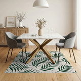 Emerald Palm Frond Coastal Area Rug