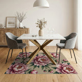 Pink Vintage Pink Peony Floral Rug