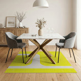 Vibrant Yellow Geometric Area Rug with White Curves